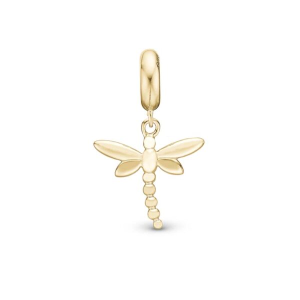 Christina Jewelry Dragonfly forgyldt charm til sølvarmbånd og læderarmbånd på 4 mm