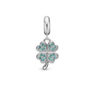 Christina Jewelry Lucky Clover sølv charm til sølvarmbånd og læderarmbånd på 4 mm