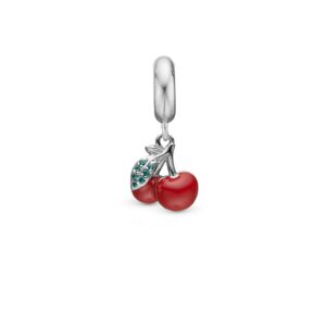 Christina Jewelry happy Cherries sølv charm til sølvarmbånd og læderarmbånd på 4 mm