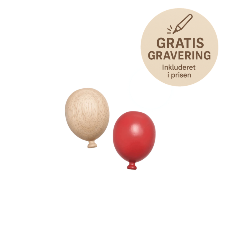 FableWood - Ballonmagneter i træ (Natur/Rød)