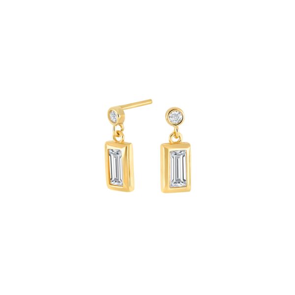 Siersbøl 8kt. guldørehænger med baguette cubic zirkonia